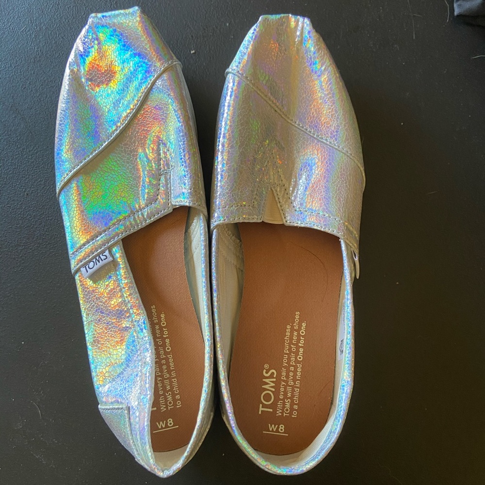 Toms Holographic Silver Classics Womens Size 8